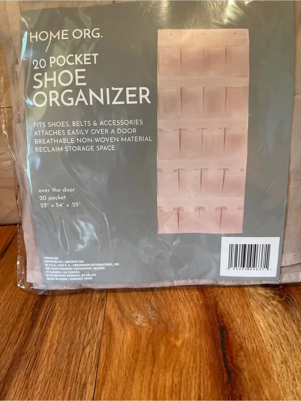 20-Pocket Over-the-Door Shoe Organizer - Pink